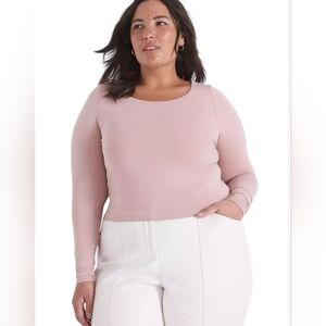 Lane Bryant Long Sleeve Cropped T-Shirt Size 18/20 Dusty Rose NWT